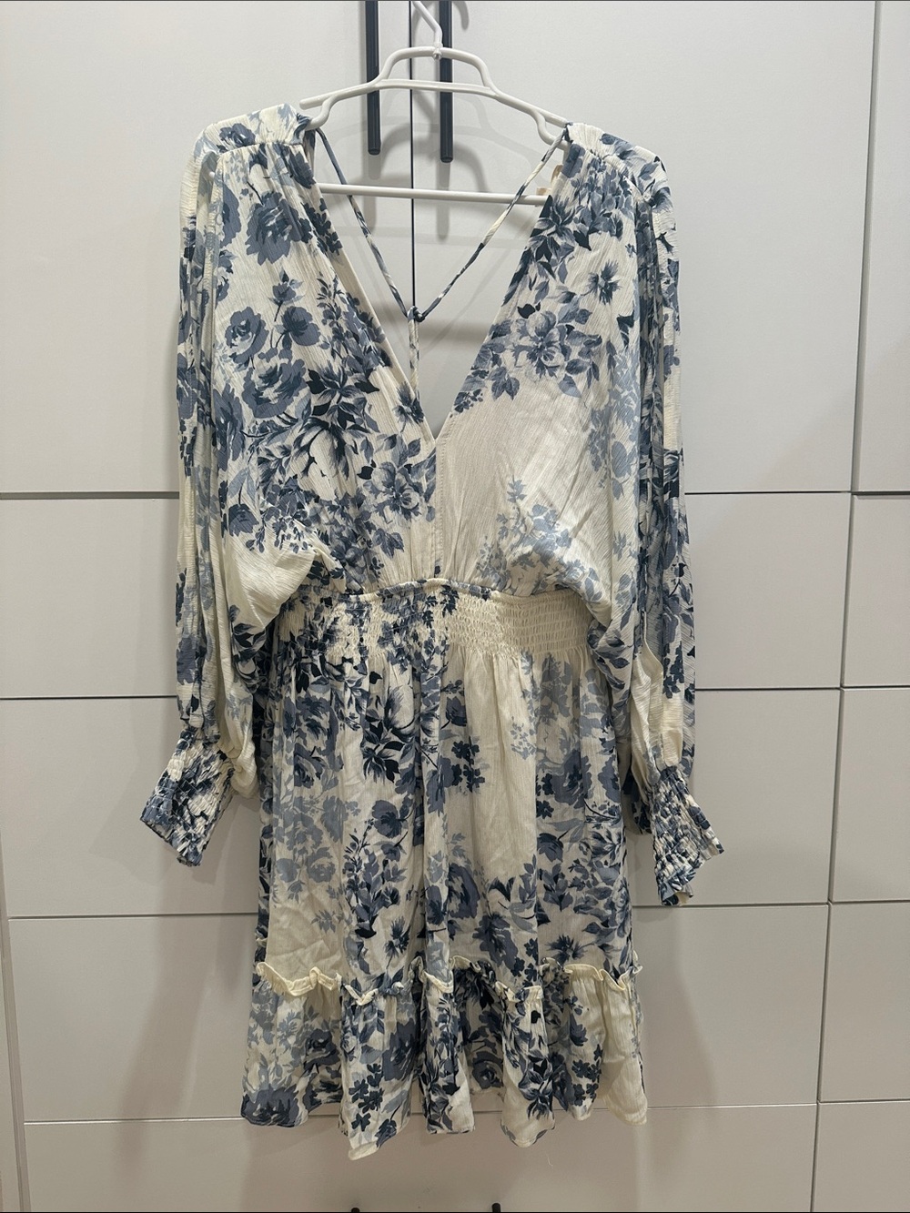 Blue Floral V-Neck Smocked Waist Romper